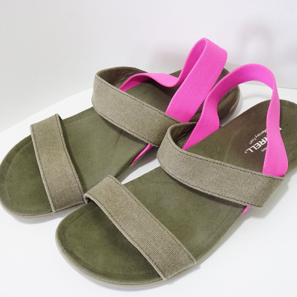 Merrell District Finlay Sandal Olive and Pink Straps W 10